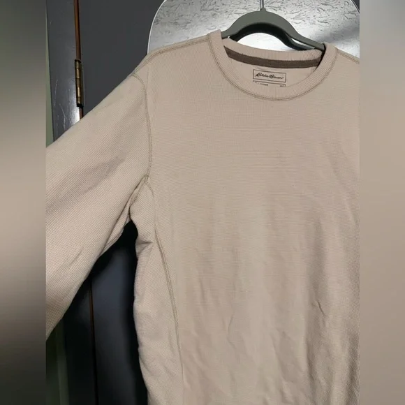 Eddie Bauer Off-White Waffle Knit Crew Neck Shirt - Picture 5 of 7
